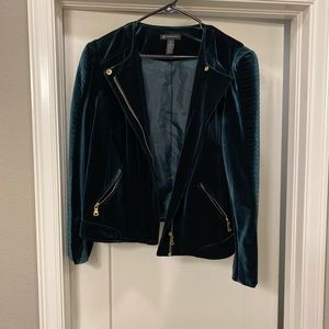 INC international concepts green velvet Motojacket